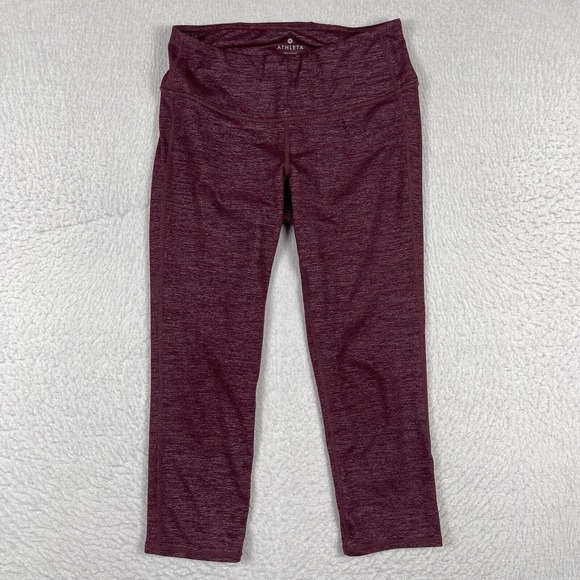 Athleta Leggings Womens Small Red Chaturanga Capri Cropped‎ Stretch Gym Yoga - Picture 1 of 14